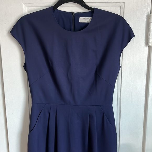 MM Lafleur Masha Wool Sheath Dress in Navy - Picture 4 of 11